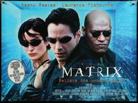 6k0046 MATRIX British quad 1999 Keanu Reeves, Carrie-Anne Moss, Laurence Fishburne, Wachowskis!