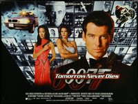 6k0058 TOMORROW NEVER DIES DS British quad 1997 Pierce Brosnan as James Bond, Yeoh, Teri Hatcher!