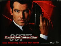 6k0057 TOMORROW NEVER DIES teaser British quad 1997 best close up Pierce Brosnan as James Bond 007!