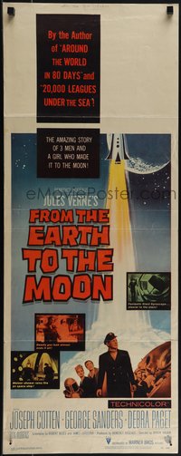 6k0080 FROM THE EARTH TO THE MOON insert 1958 Jules Verne's boldest adventure dared by man!