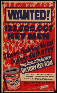 6p0025 WANTED 132500067 KEY MEN 11x19 WWII war poster 1942 National Key Kollection, ultra rare!