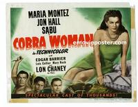 #118a COBRA WOMAN title lobby card '44 Sabu, Maria Montez, Lon Chaney!