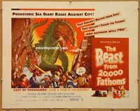 y071b BEAST FROM 20,000 FATHOMS half-sheet movie poster '53 Bradbury