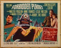 y177b FORBIDDEN PLANET half-sheet movie poster '56 Robby the Robot!