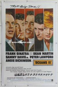 k386 OCEAN'S 11 linen one-sheet movie poster '60 Sinatra, classic Rat Pack!
