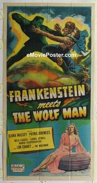 b321 FRANKENSTEIN MEETS THE WOLF MAN three-sheet movie poster R49 Bela Lugosi