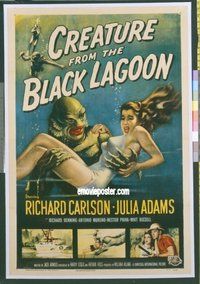 b003 CREATURE FROM THE BLACK LAGOON linen one-sheet movie poster '54 best!