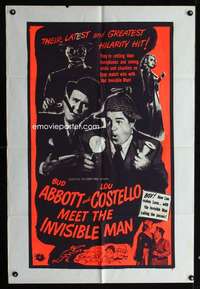 k061 ABBOTT & COSTELLO MEET THE INVISIBLE MAN one-sheet movie poster '51