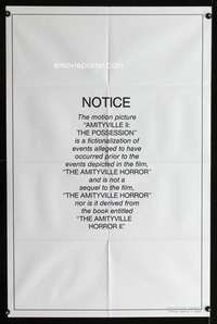 k076 AMITYVILLE 2 teaser one-sheet movie poster '82 special notice!