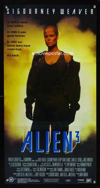 h145 ALIEN 3 Australian daybill movie poster '92 Sigourney Weaver sci-fi!
