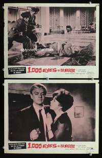 h619 1000 EYES OF DR MABUSE 2 movie lobby cards '66 German Fritz Lang!