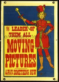 1s012 LEADER OF THEM ALL MOVING PICTURES linen special 20x28 c1896 great art of female drum major!