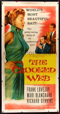 8y019 CROOKED WEB linen 3sh '55 different art of sexy undercover bad girl Mari Blanchard!