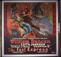 8y012 FAST EXPRESS linen CH 3 6sh '24 great stone litho of William Duncan rescuing Edith Johnson!