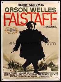 8y149 CHIMES AT MIDNIGHT linen French 1p '65 different art of Orson Welles as Falstaff by Landi!
