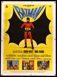 8y181 BATMAN linen Italian 1p '66 DC Comics, different art of Adam West + cool inset photos!