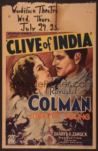 8y076 CLIVE OF INDIA WC '35 romantic close up art of Ronald Colman & beautiful Loretta Young!