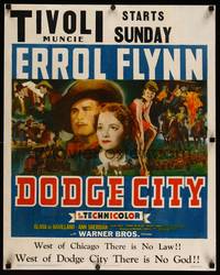 8y065 DODGE CITY jumbo WC '39 Errol Flynn, Olivia De Havilland, Sheridan, Michael Curtiz classic!