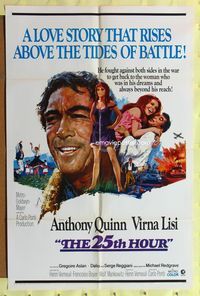 2m005 25th HOUR 1sh '67 great art of Anthony Quinn & sexy Virna Lisi by Howard Terpning!