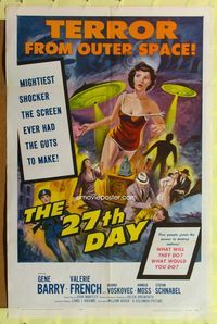 2m006 27th DAY 1sh '57 terror from space, mightiest shocker the screen ever had the guts to make!