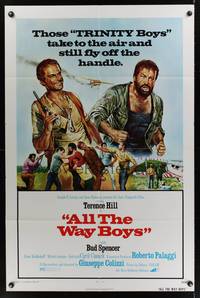2m026 ALL THE WAY BOYS 1sh '73 cool artwork of Terence Hill & Bud Spencer, the Trinity boys!
