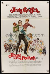 2m038 ANGEL IN MY POCKET 1sh '69 ex-Marine-turned-preacher Andy Griffith, Jerry Van Dyke!