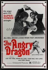 2m039 ANGRY DRAGON 1sh '73 Hong Kong kung-fu martial arts action, all hell broke loose!