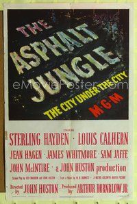 2m055 ASPHALT JUNGLE 1sh '50 Sterling Hayden, John Huston classic film noir!