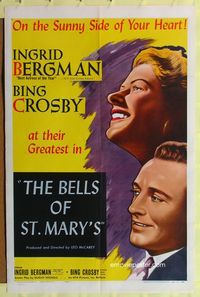 2m076 BELLS OF ST. MARY'S 1sh R57 art of smiling pretty Ingrid Bergman & Bing Crosby!