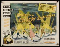 6x003 INVASION OF THE BODY SNATCHERS linen B 1/2sh '56 classic spotlight style on no other poster!