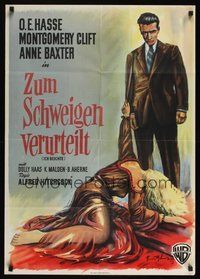 7p147 I CONFESS German R54 Alfred Hitchcock, different art of Montgomery Clift & Anne Baxter!