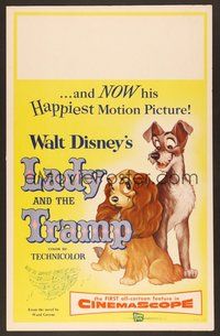 7p019 LADY & THE TRAMP WC '55 Walt Disney romantic canine dog classic cartoon!