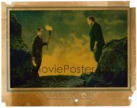 9b001 FRANKENSTEIN LC '31 best close up Colin Clive staring at Boris Karloff as the monster!