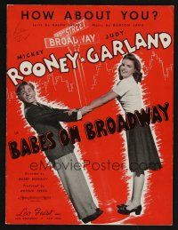 9p272 BABES ON BROADWAY sheet music '41 Mickey Rooney dancing w/Judy Garland, How About You!