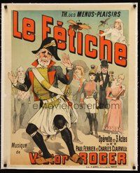 2s137 LE FETICHE linen stage play French 23x32 1890 cool art for Victor Roger's opera production!
