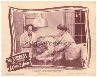3h382 GEM OF A JAM LC '44 Three Stooges Moe & Larry try to free Curly from fishbowl!