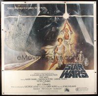 4x196 STAR WARS linen 6sh '77 George Lucas classic sci-fi epic, great art by Tom Jung!