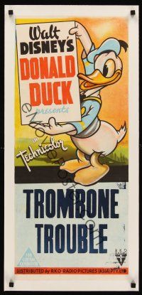 6s208 DONALD DUCK PRESENTS Aust daybill 1940s Walt Disney, RKO, Trombone Trouble