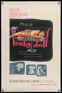 6s007 BABY DOLL linen 1sh '57 Elia Kazan, classic image of sexy troubled teen Carroll Baker!
