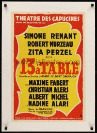 6s253 13 A TABLE linen stage play French special 16x23 '50s written by Marc-Gilbert Sauvajon!