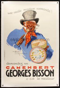 6s287 CAMEMBERT GEORGES BISSON linen French 39x59 advertising poster '37 art by Henry Le Monnier!