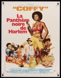 6s187 COFFY linen signed French 23x32 '73 by Pam Grier, sexy art of the baddest chick. classic!