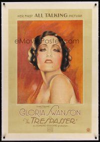 6s118 TRESPASSER linen 1sh '29 striking art of Gloria Swanson in her first talking picture!