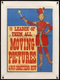5j214 LEADER OF THEM ALL MOVING PICTURES linen special 20x28 1896 great art of female drum major!