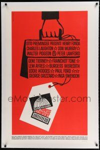 9f006 ADVISE & CONSENT linen 1sh '62 Otto Preminger, classic Saul Bass Washington Capitol artwork!