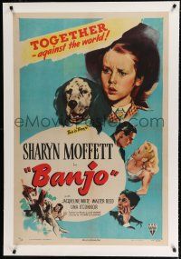 9f025 BANJO linen 1sh '47 adorable Sharyn Moffett & her beloved dog against the world!