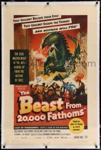 9f030 BEAST FROM 20,000 FATHOMS linen 1sh '53 Ray Bradbury, the sea's master-beast of the ages!