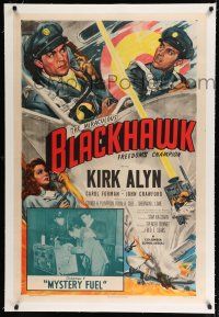 9f046 BLACKHAWK linen chapter 7 1sh '52 D.C. comic book serial, Mystery Fuel, Glenn Cravath art!