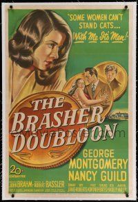 9f057 BRASHER DOUBLOON linen 1sh '47 some women can't stand cats, with her it's men, Chandler noir!