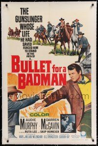 9f061 BULLET FOR A BADMAN linen 1sh '64 cowboy Audie Murphy is framed for murder by Darren McGavin!